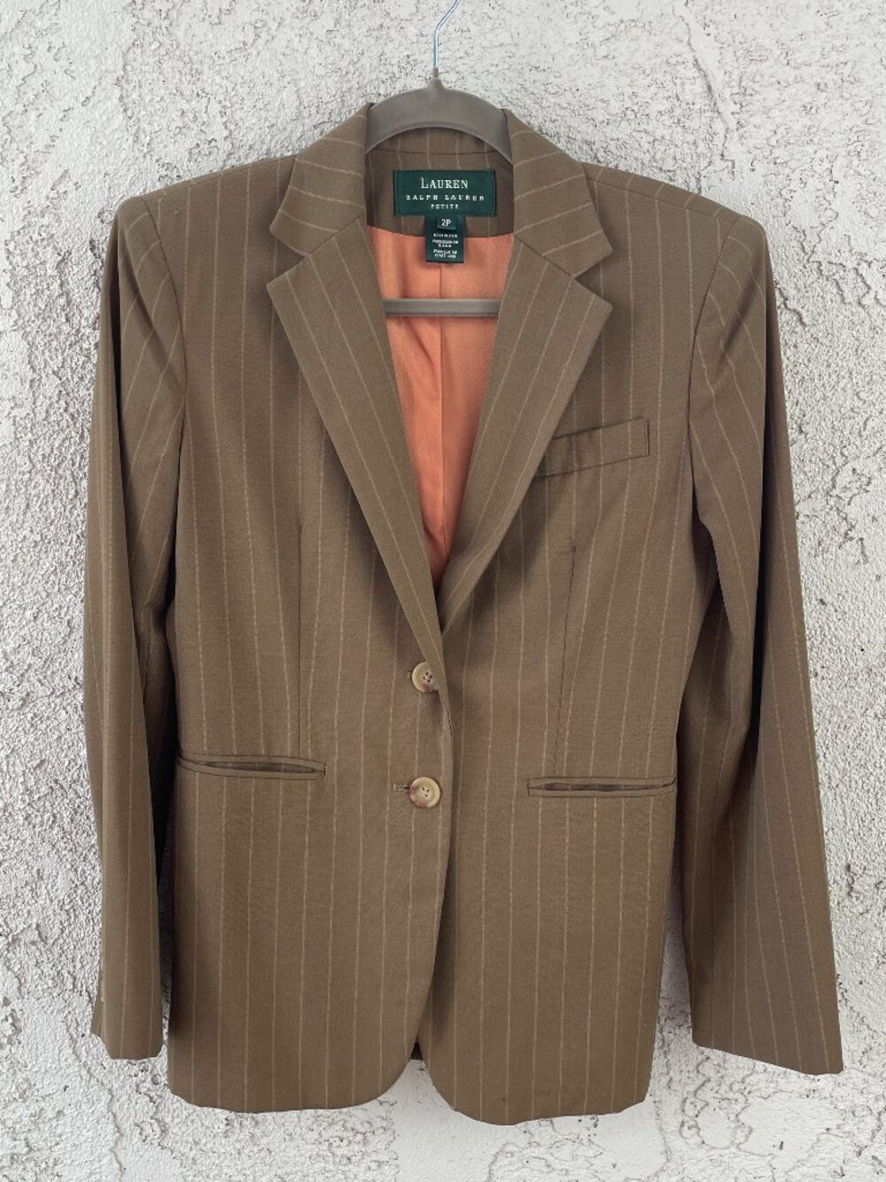 Lauren Ralph Lauren 2P Brown Pinstripe Wool Blazer Dark Academia Corporatecore